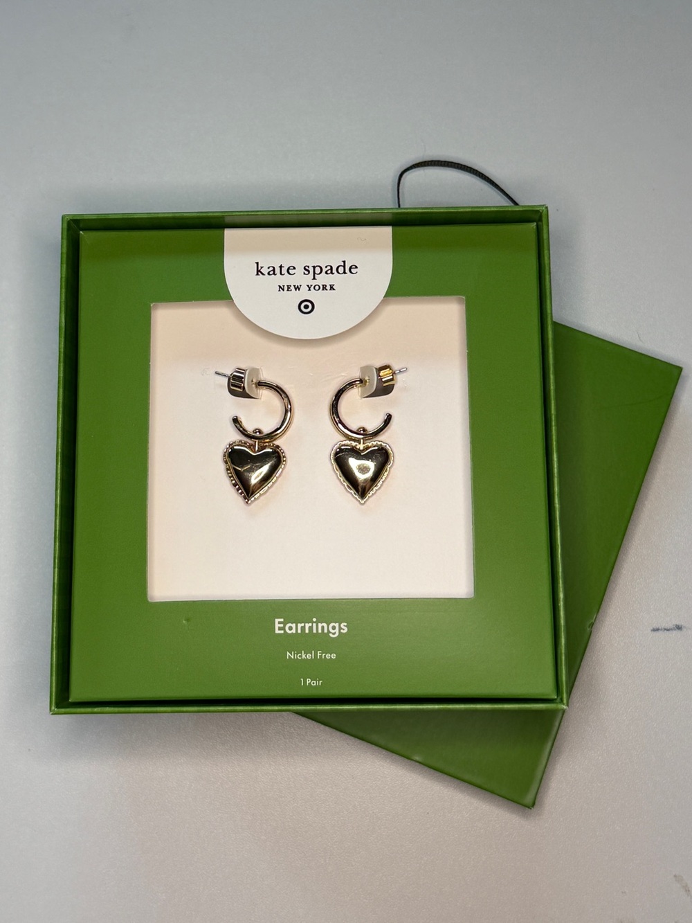 kate spade x Target Gold Heart Hoop Drop Earrings